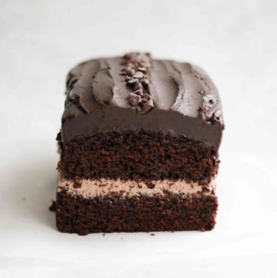 Chocolate loaf cake slice