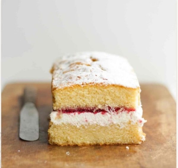 Victoria sponge loaf cake slice